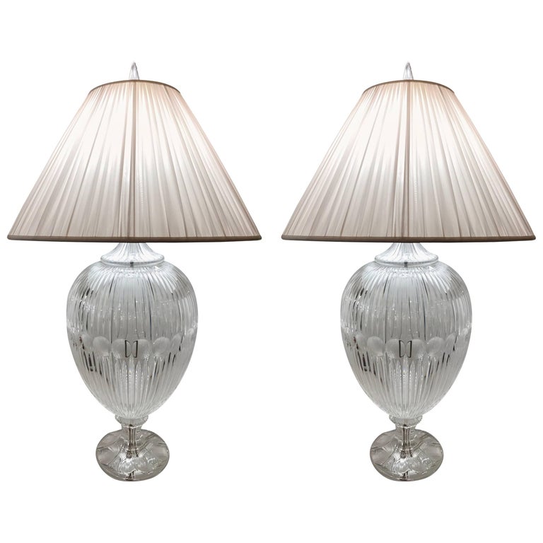 Pair of Extra Large Italian Crystal Table Lamps For Sale at 1stDibs