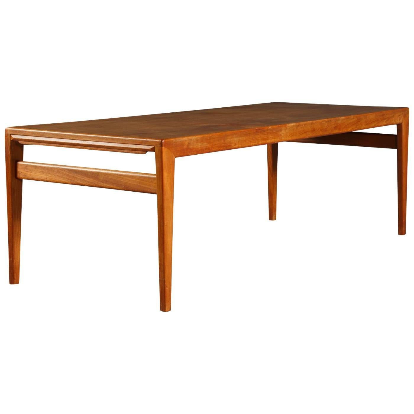 1960s Fully Restored  and Refinished Danish Johannes Andersen Teak Coffee Table For Sale
