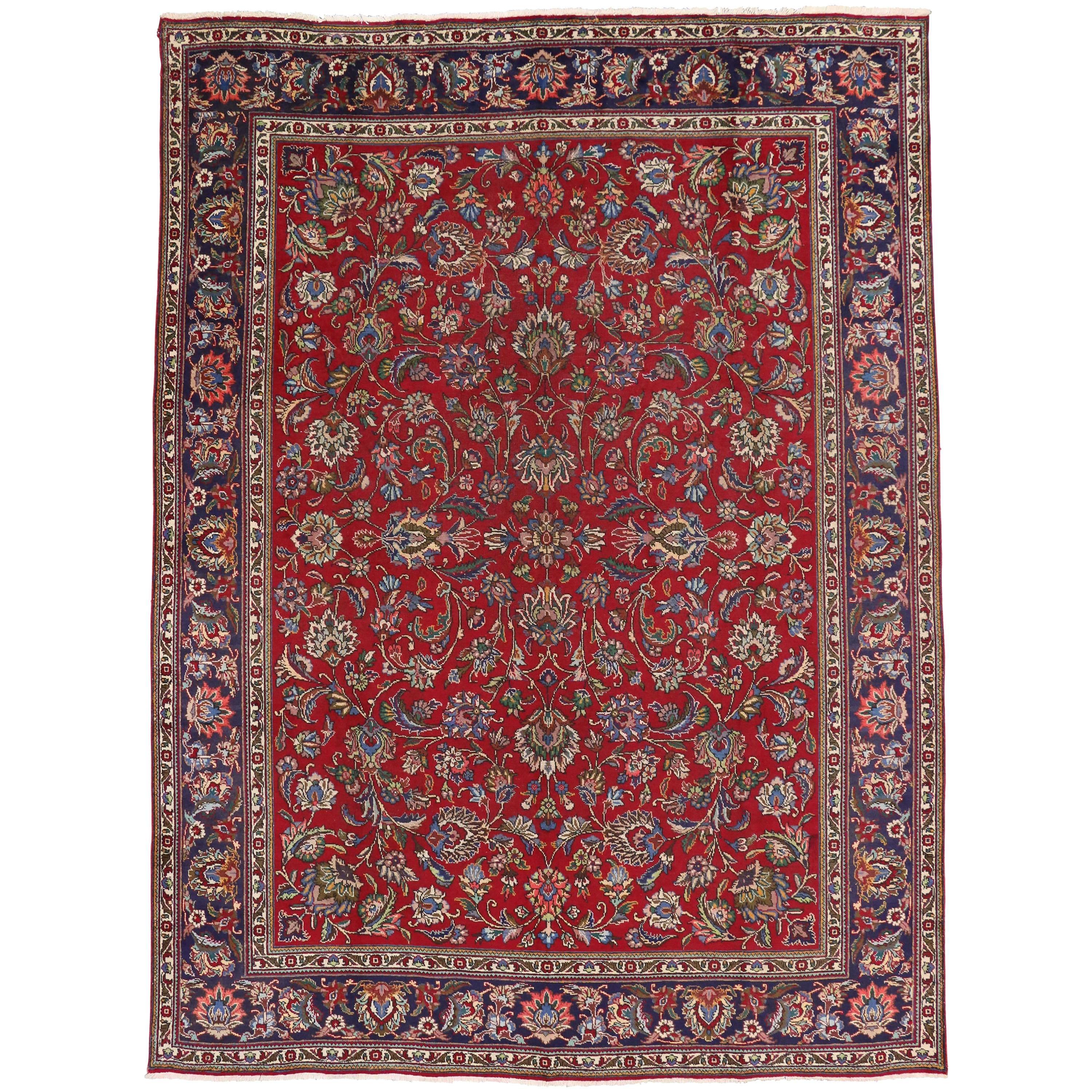 Vintage Persian Tabriz with Traditional Style For Sale