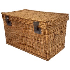 Antique Large French Willow Basket Hamper