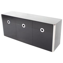 Vintage Black and Chrome Sideboard by Willy Rizzo for Mario Sabot, Italy, 1972