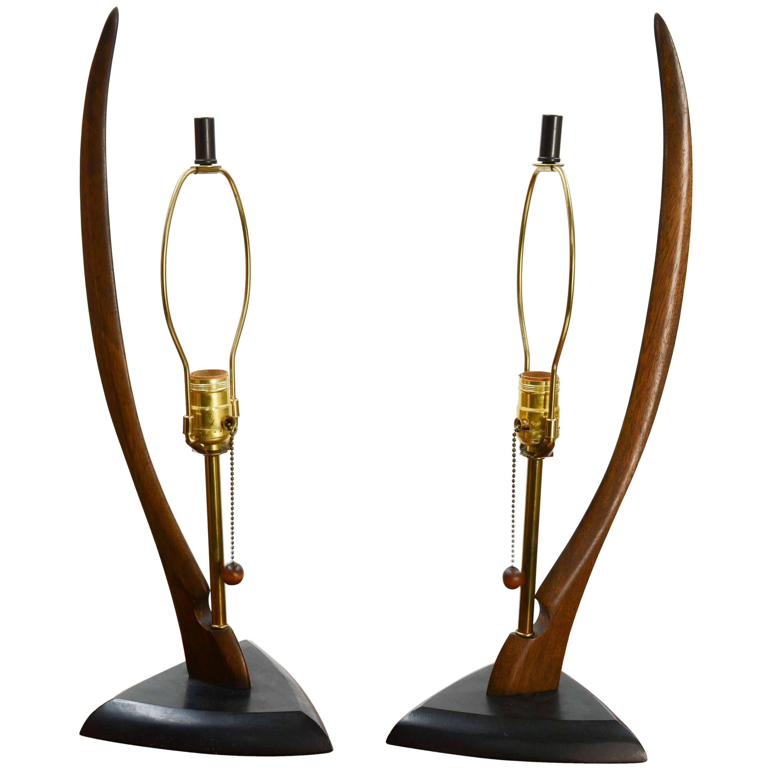 Pair of Modeline Lamps of California with Sweeping Body For Sale