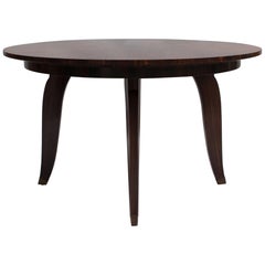 Fine French Art Deco Round Ebony Extendable Dining Table