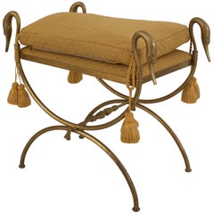 French 1940s, Directoire Style Gilt Bronze Bench 