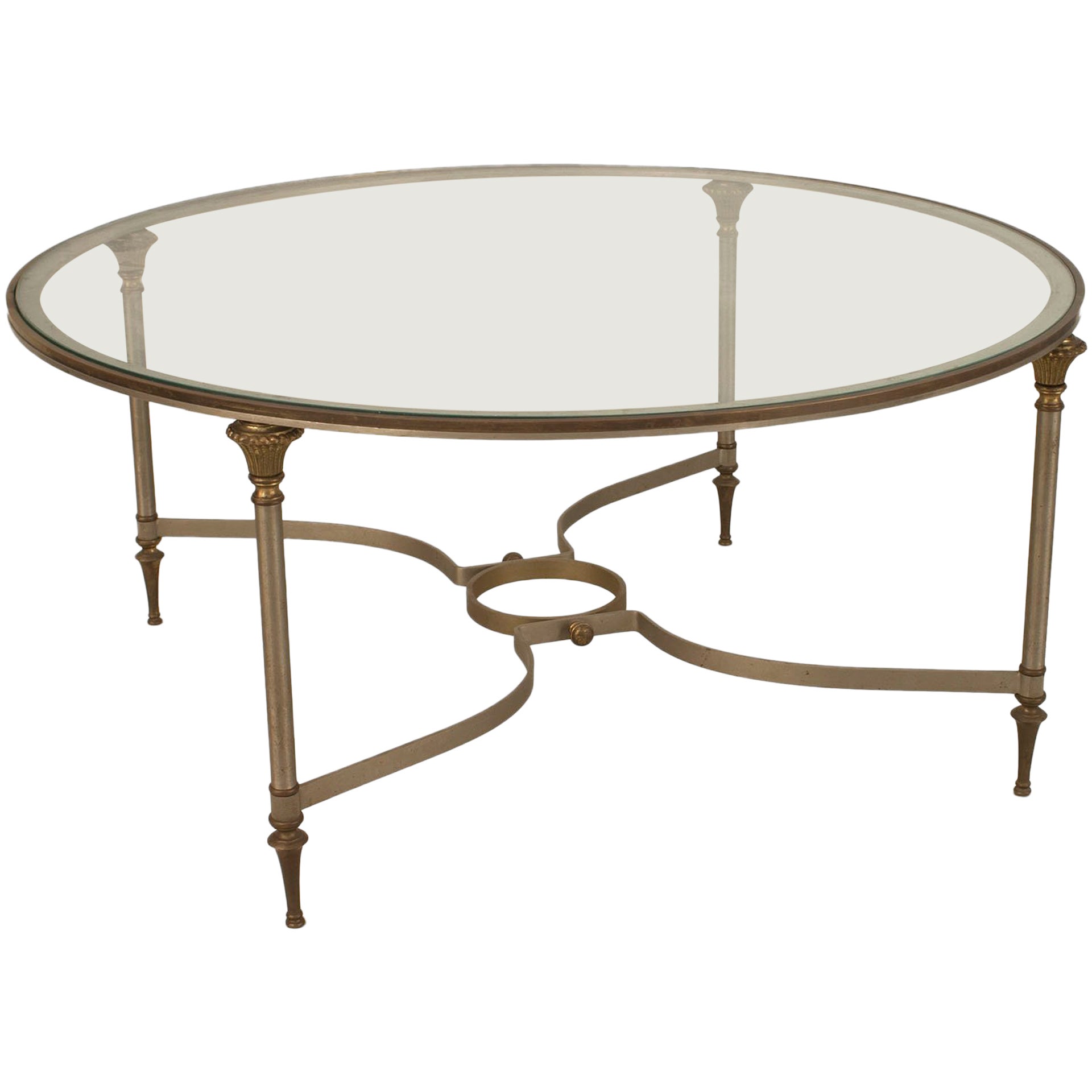 French Vintage Round Brass Coffee Table at 1stDibs