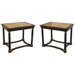Pair of French 1940s "Regency Style" Ebonized Low End Tables