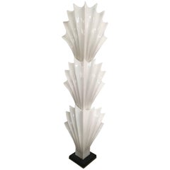 Rare Post Modern Lucite Shell Motif Floor Lamp By Rougier, Canada, circa 1980s.