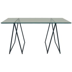 Post-War Campaign Style Jansen Post-War Glass Table