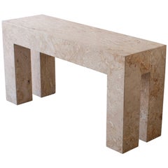 Postmodern Parsons Travertine Console or Entry Table