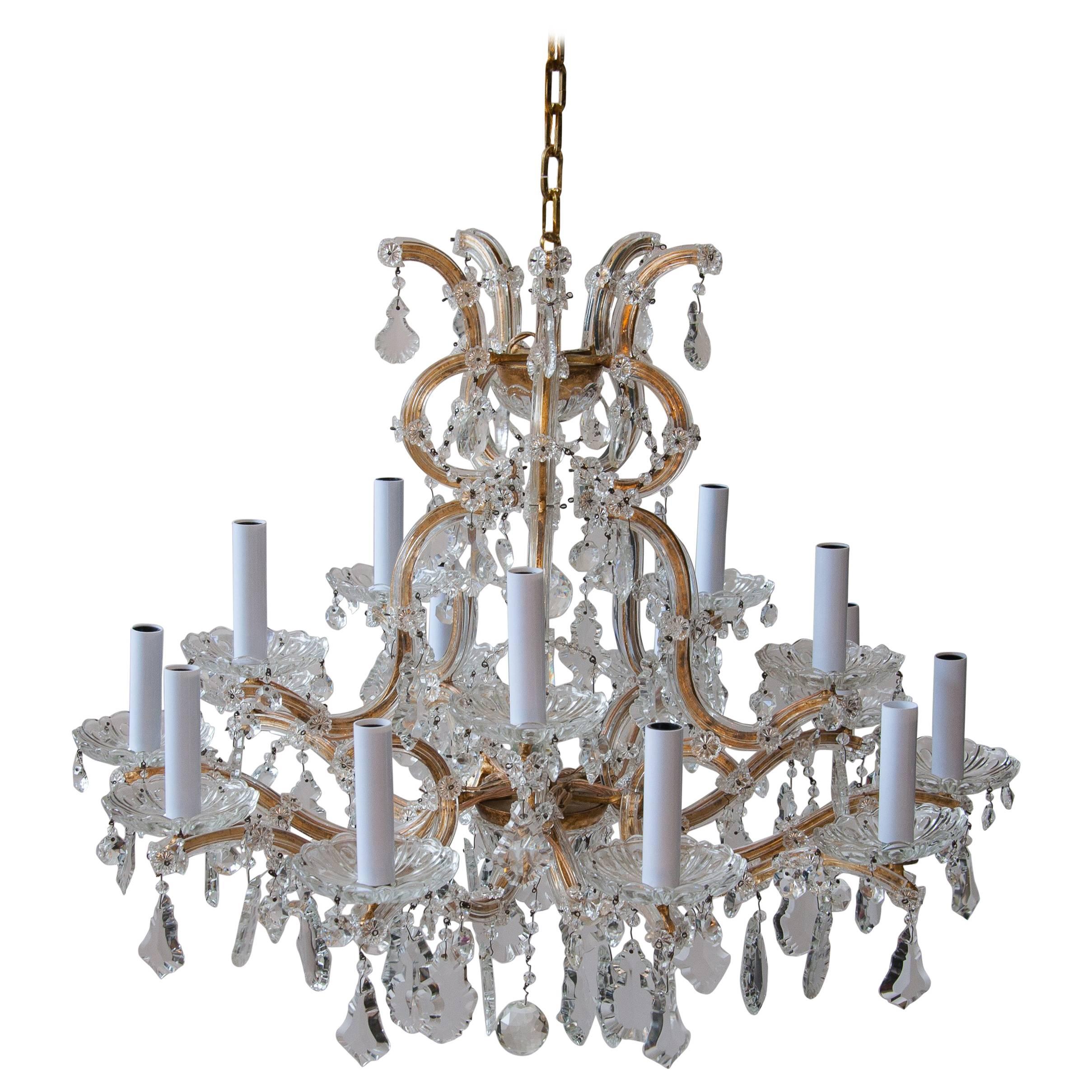 Austrian Crown Shaped Crystal Chandelier From Vienna, circa 1930 For Sale