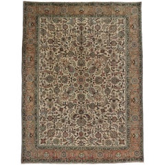 Vintage Persian Tabriz Rug with Rustic Georgian Style