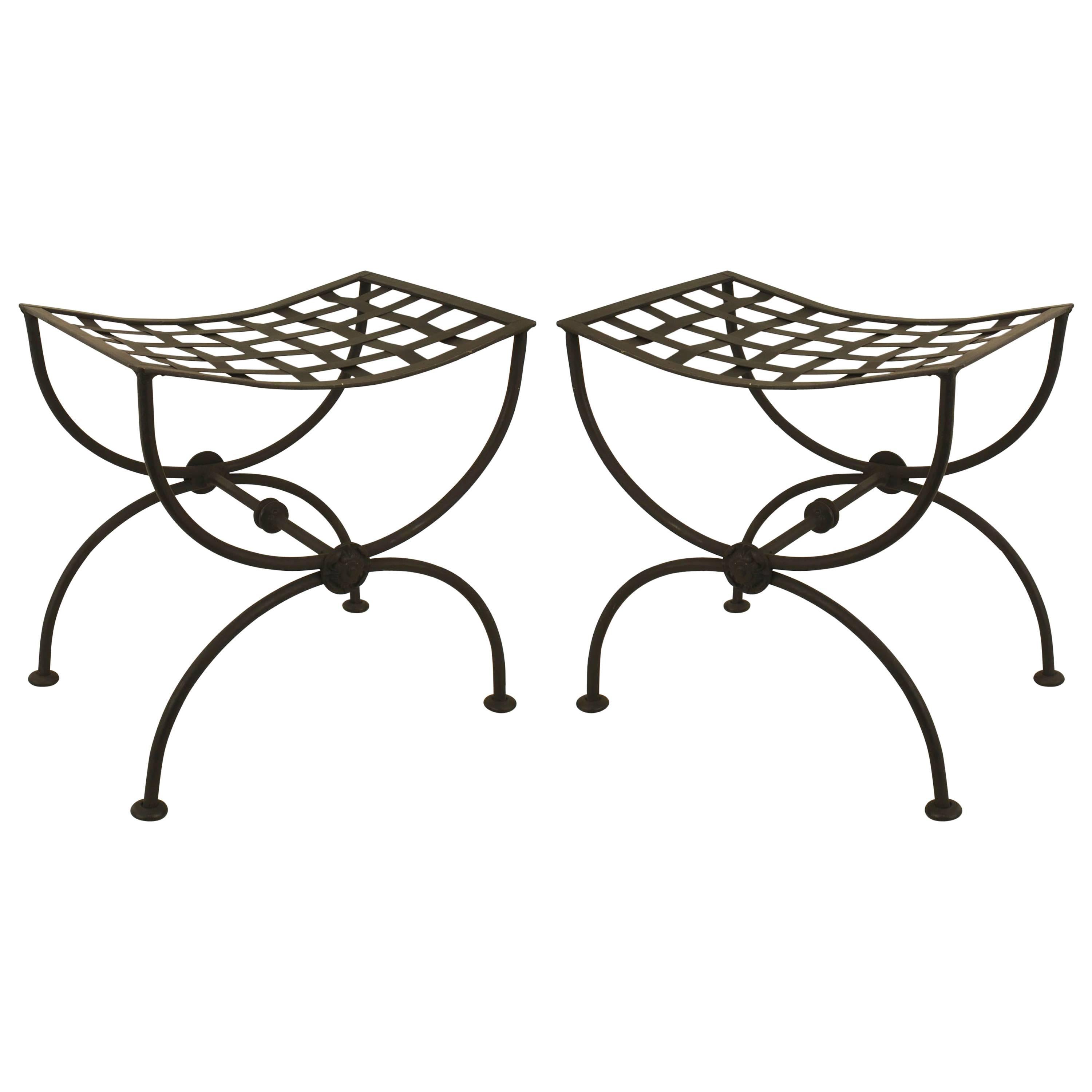 Pair of Italian Renaissance Wrought Iron Benches For Sale