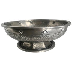 Footed Pewter Bowl with Geometric Details