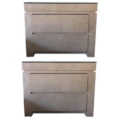 Pair of Modern Faux Goatskin Night Stands by Steve Chase Designs