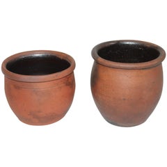 Redware Pennsylvania 19th Century Crocks, Two Pieces