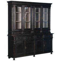 Large Reproduction Breakfront Bookcase Painted Black