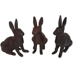 19th Century Cast Iron Rabbits / Collection of Three