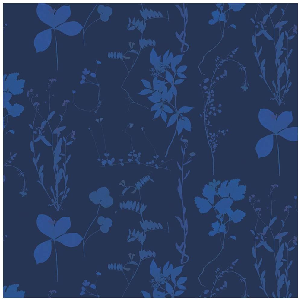 Papier peint de designer Herbario en Umbra « Colort on Navy » (cobalt sur bleu marine)
