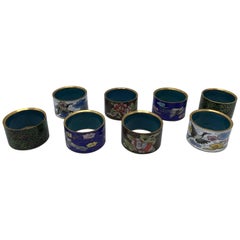 1970s Cloisonné Napkin Rings, Set of Eight