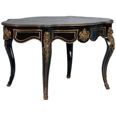Antique 19th Century French Ebonized Louis XV Style Desk with Leather Top