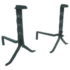 Pair of Antique Wrought Iron Andirons
