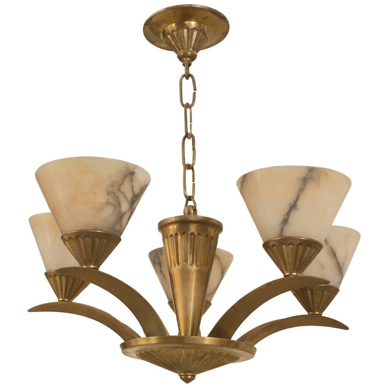 French Art Deco Brass Chandelier, Circa 1925 at 1stDibs