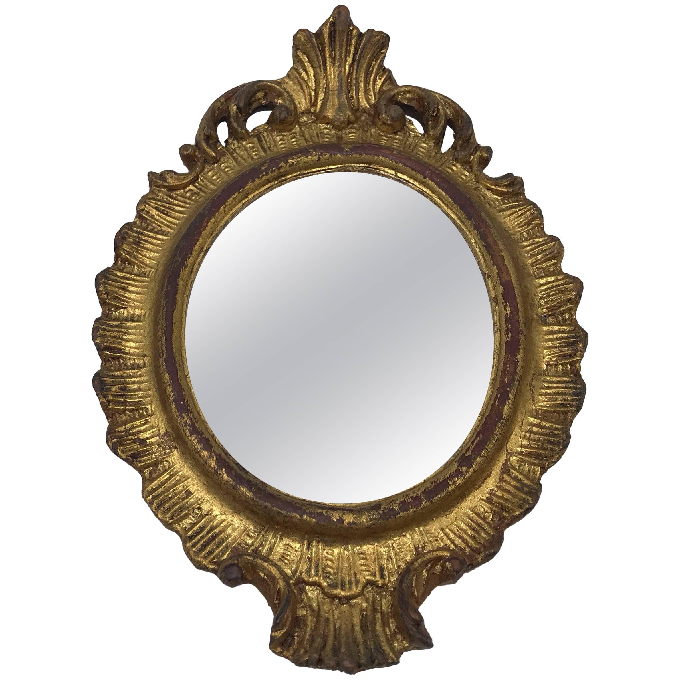1960s Italian Florentine Oval Gilded Mirror