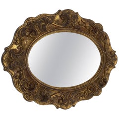 Vintage 1960s Italian Florentine Oval Gilded Mirror