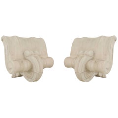 Pair of Mid-Century Neoclassic Plaster Capital Sconces (manner of Serge Roche)