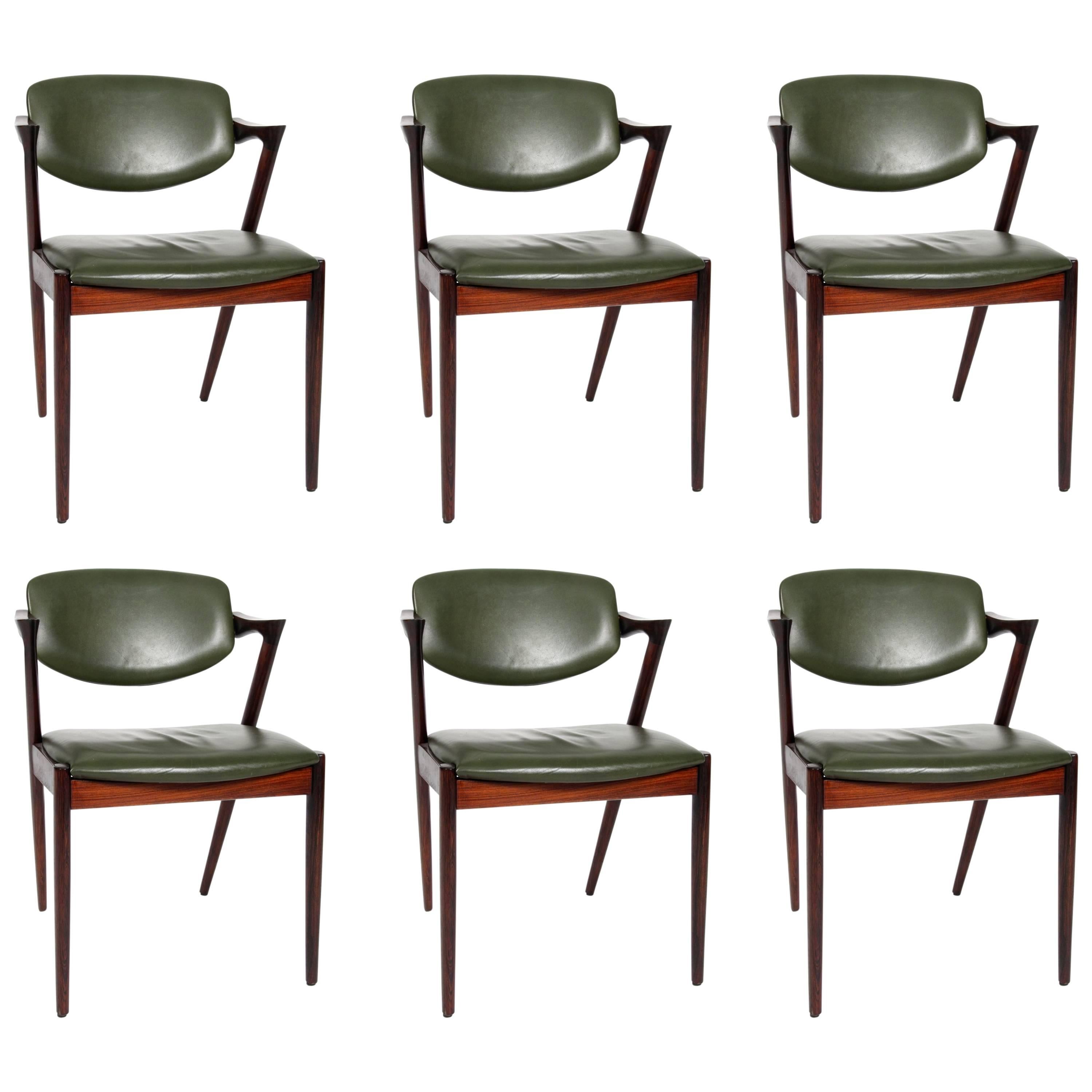 Set of Six Kai Kristiansen Dining Chairs Model 42
