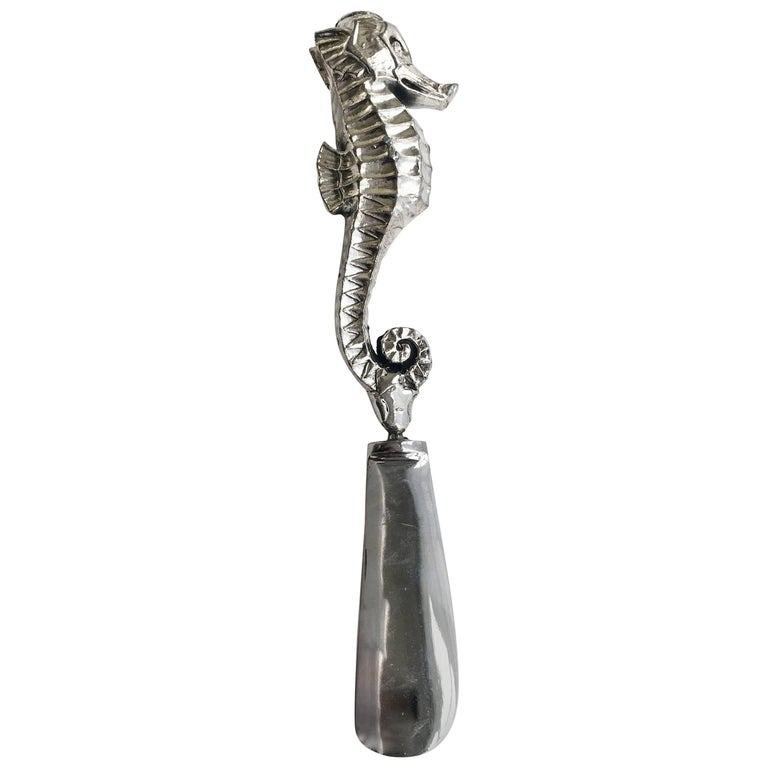 Silver Plate Seahorse Condiment Knife For Sale