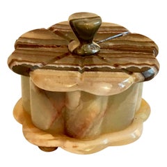 Onyx Covered Container with Scalloped Body and Lid Detail