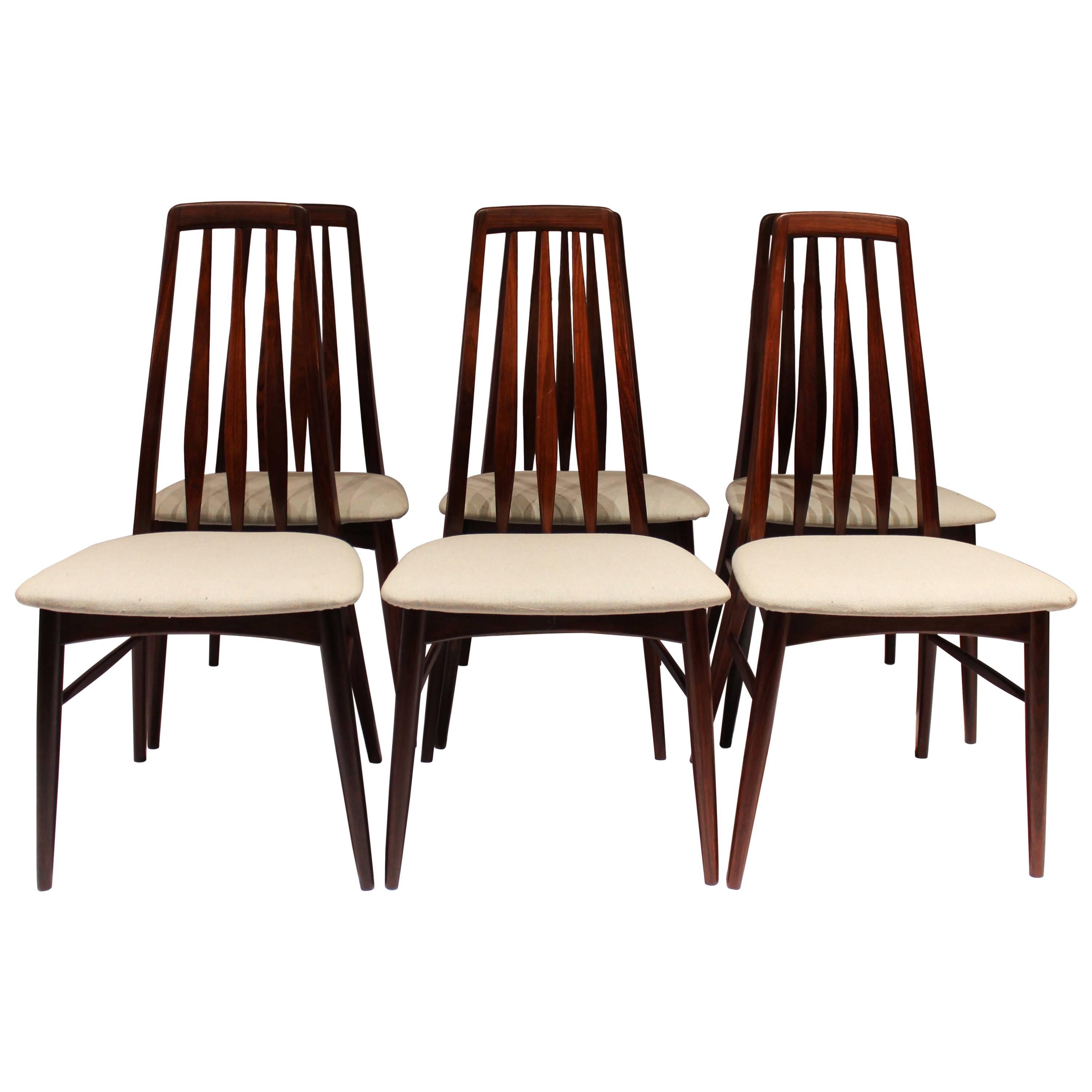Set of Six "Eva" Dining Room Chairs Designed by Niels Koefoed, 1960s