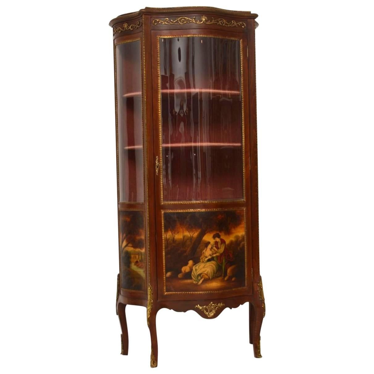 Antique French Ormolu-Mounted Painted Display Cabinet