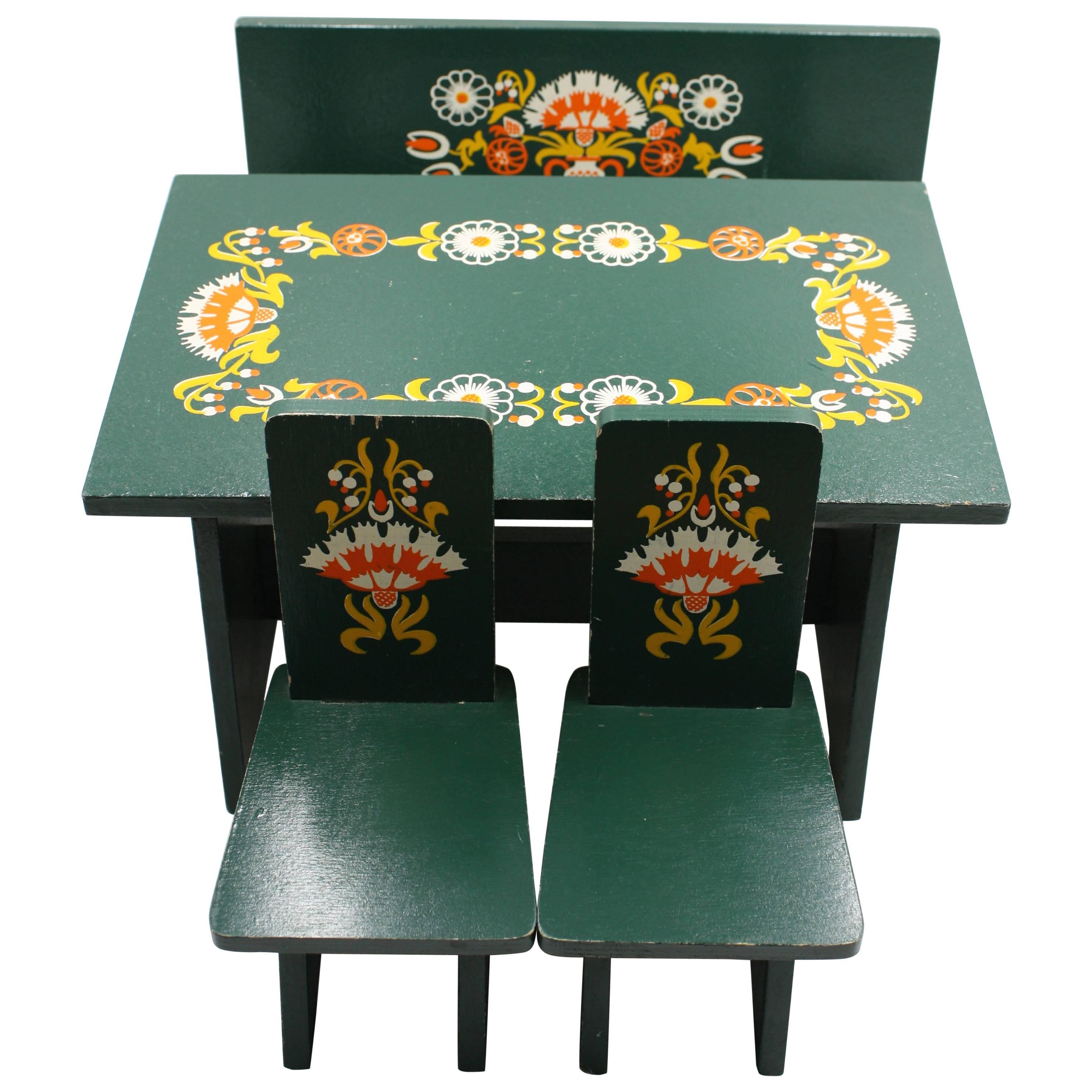 Midcentury Hand-Painted Dolls Furniture Germany For Sale