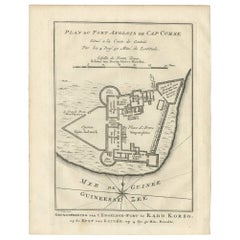 Antique Print of the English Fort of Cap Corse 'Africa' by J. van Schley, 1760