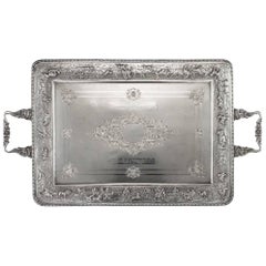 Antique 20th Century Indian Solid Silver Presentation Tea Tray, Bombay, circa 1900