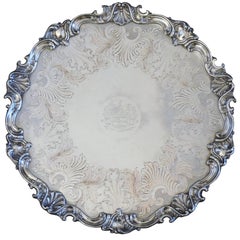 Antique Continental Silver Plated Round Tray
