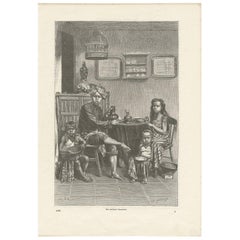 Antique Print of a Malayan Family, 1882