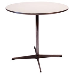 Round Café Table of White Laminate Tabletop, Piet Hein and Arne Jacobsen, 2008