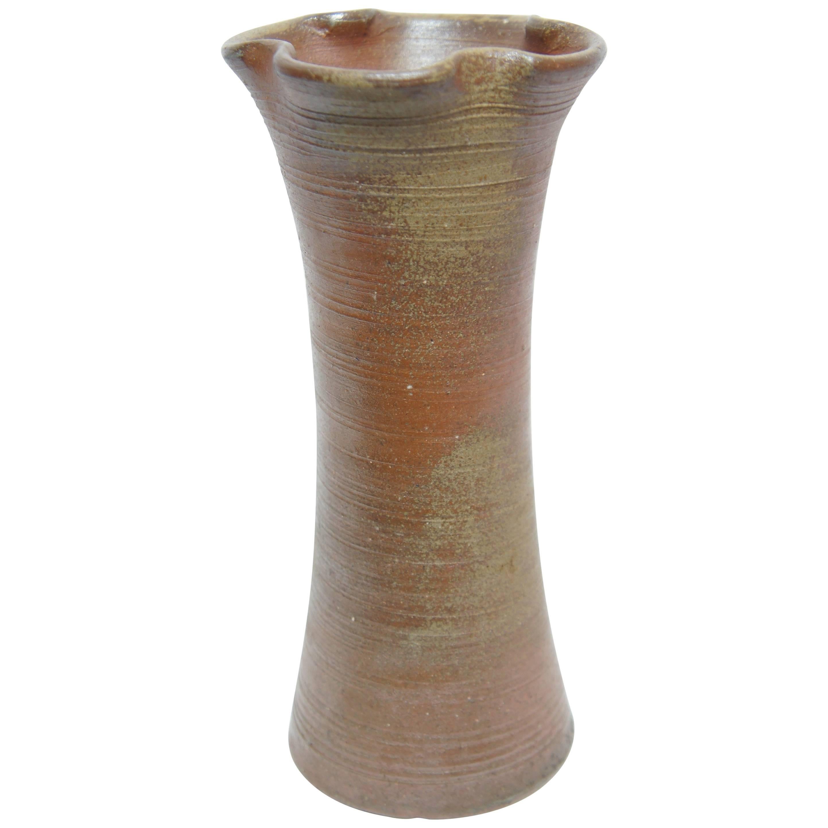 Japanese Brown Unglazed Pottery Bizen Ware Vase, 1970s For Sale