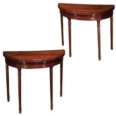 Antique Pair of Late 18th Century Small Mahogany Card Tables