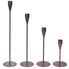 Set of Four Piet Hein Maxi Candlesticks, Saturn, Jupiter, Venus and Mars, Steel