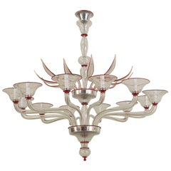 Italian Venetian Murano Glass Feather Chandelier