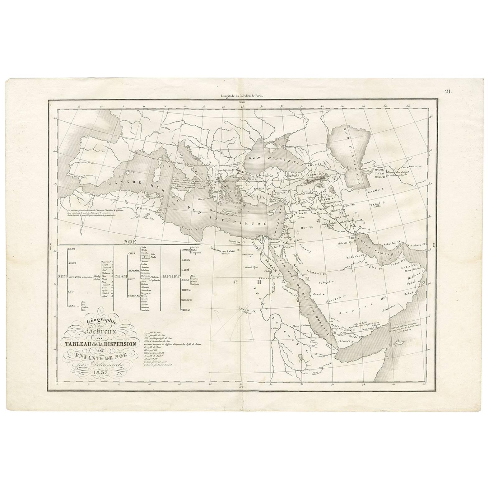 Carte ancienne de l'Europe du Sud par F. Delamarche, 1837