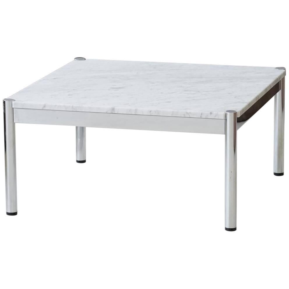 Usm Haller Design Carrara Marble Chrome Coffee Couch Sofa Side Table