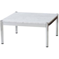 Usm Haller Design Carrara Marble Chrome Coffee Couch Sofa Side Table