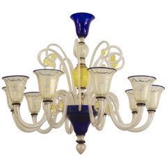 Venini Italian Venetian Murano Colored Glass Chandelier