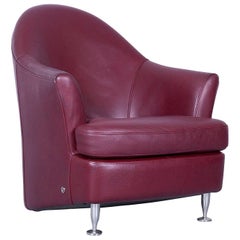 Natuzzi Designer Fauteuil en cuir à une place rouge