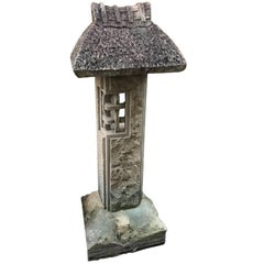 Japan Unusual Old Minka Post Stone Lantern, One of a Kind